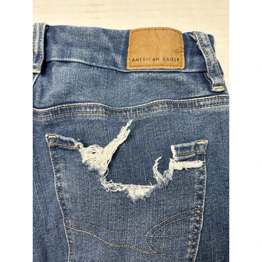 American Eagle Dream Jean High Rise Skinny Distressed Ripped 2 Regular Blue‎